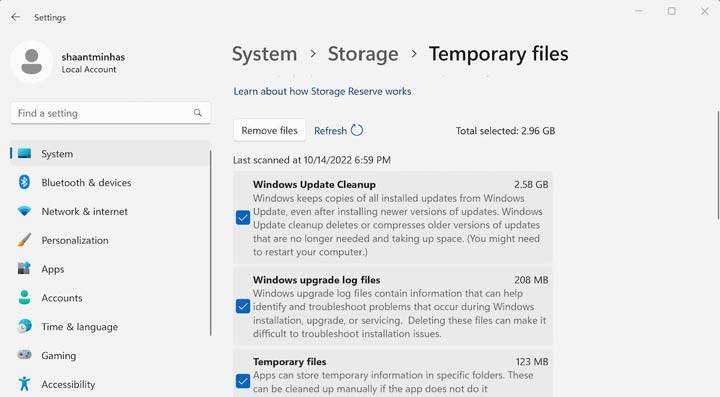 حذف فایل های قدیمی بروزرسانی ویندوز از طریق بخش تنظیمات - 3